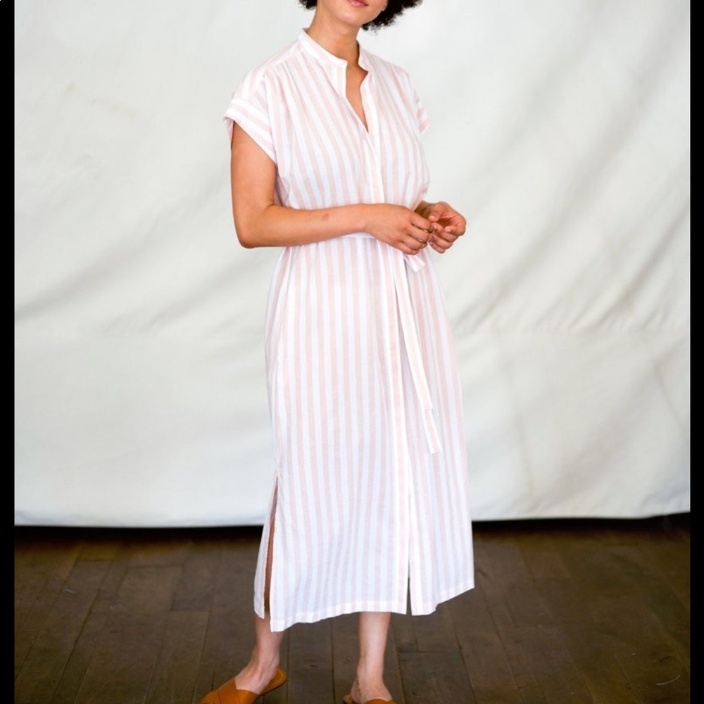 Trovata Astrid Easy Dress in pink/white stripe